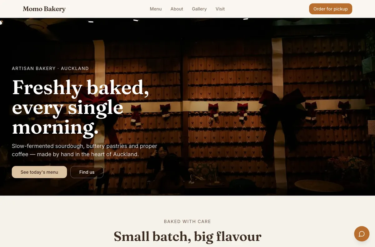 Momo Bakery — café and bakery site