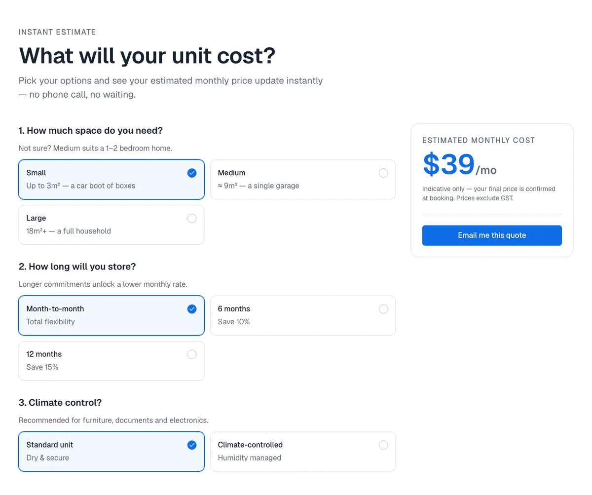 Instant quote calculator with live monthly estimate